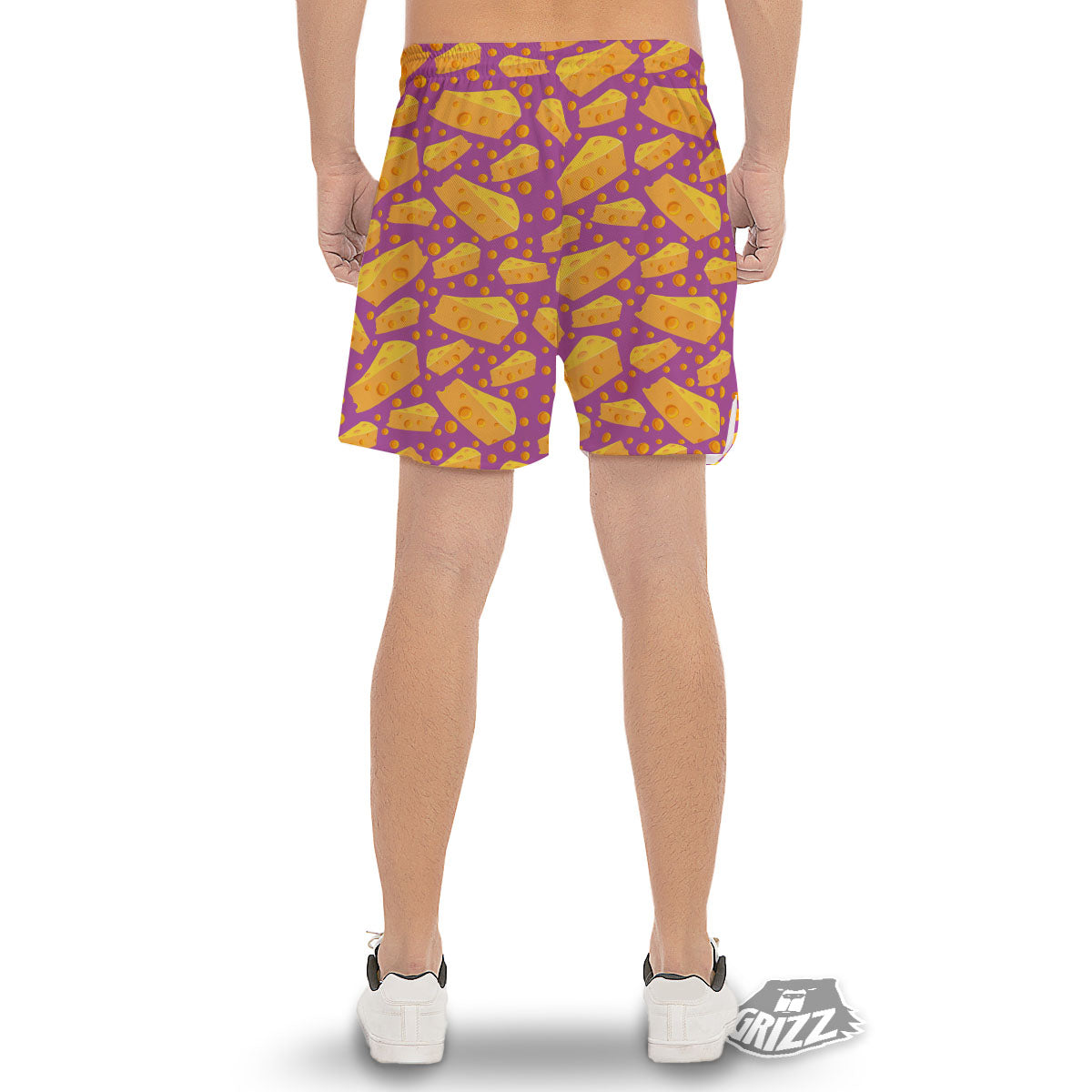 Cheese Holes And Purple Print Pattern Men's Gym Shorts-grizzshop