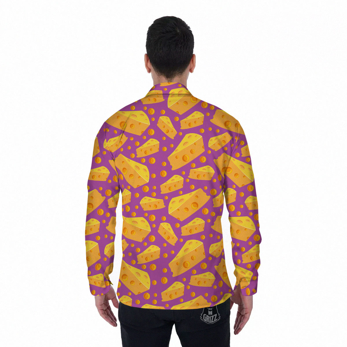 Cheese Holes And Purple Print Pattern Men's Long Sleeve Shirts-grizzshop