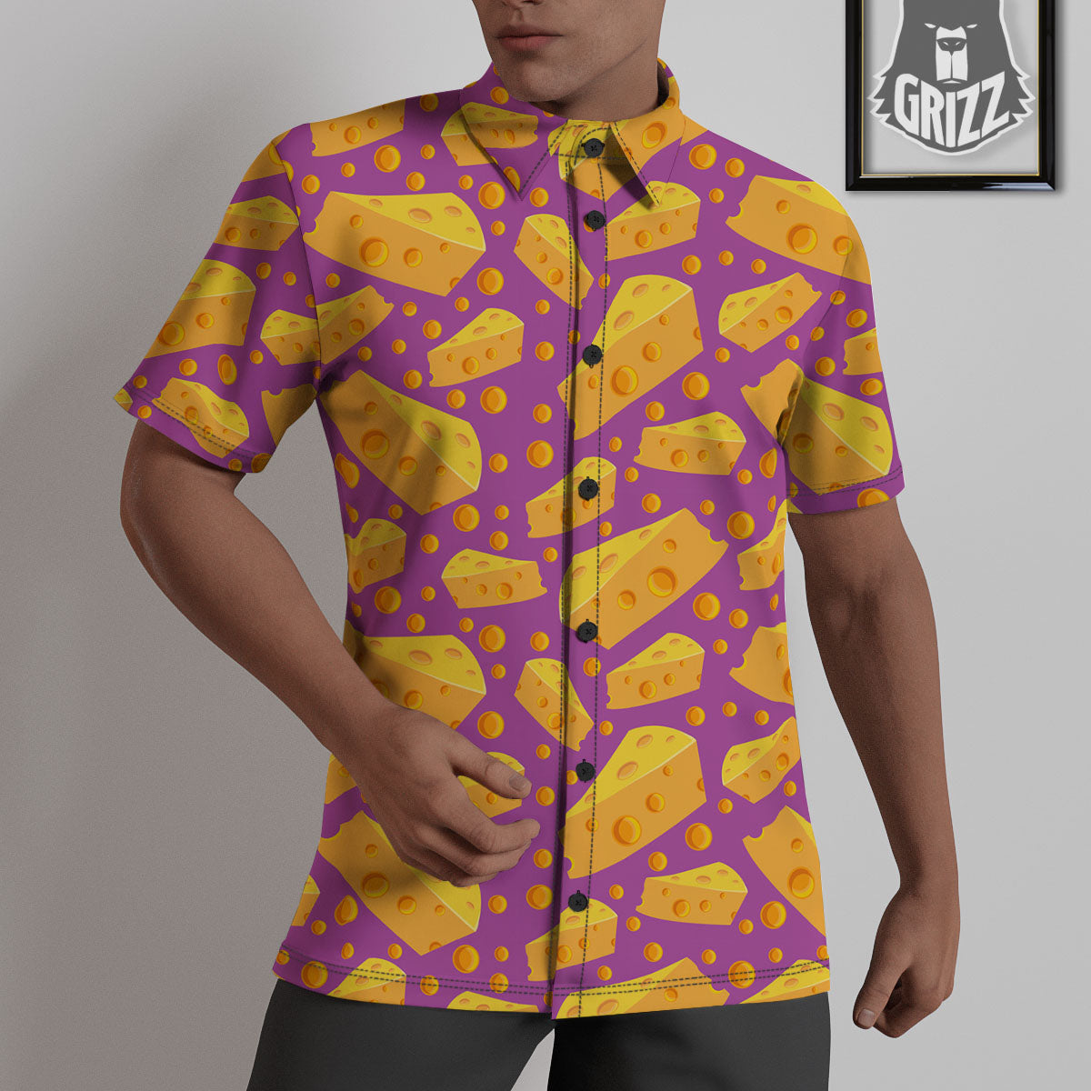 Cheese Holes And Purple Print Pattern Untucked Shirts-grizzshop