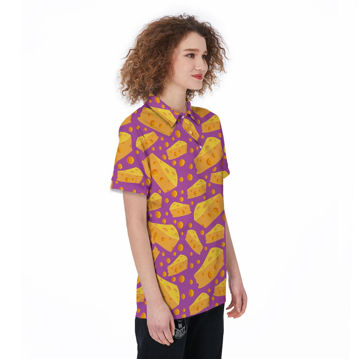 Cheese Holes And Purple Print Pattern Women's Golf Shirts-grizzshop