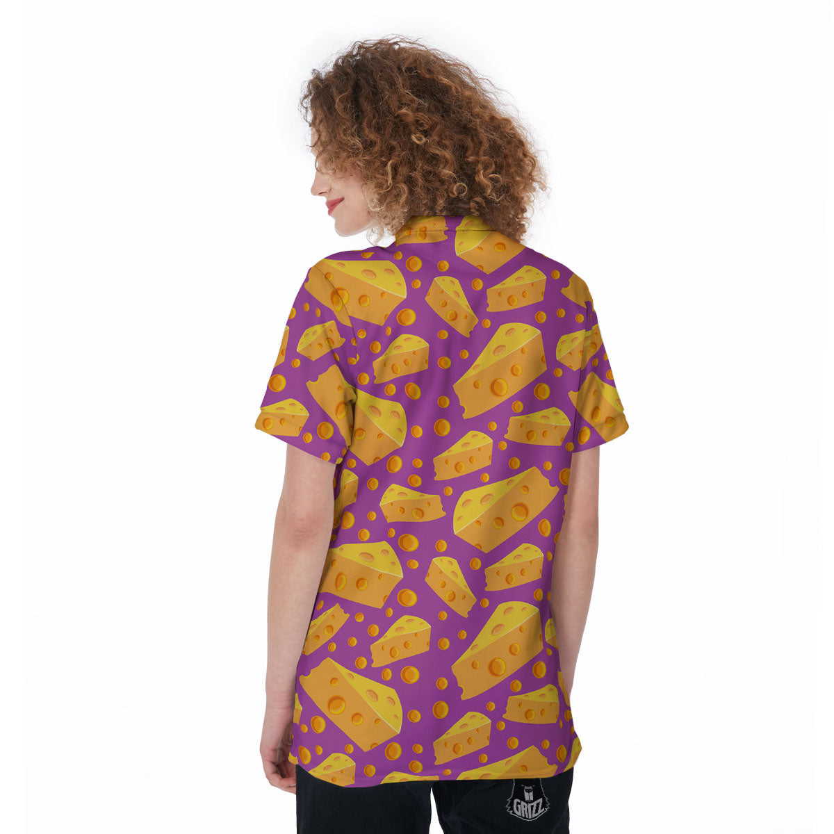 Cheese Holes And Purple Print Pattern Women's Golf Shirts-grizzshop