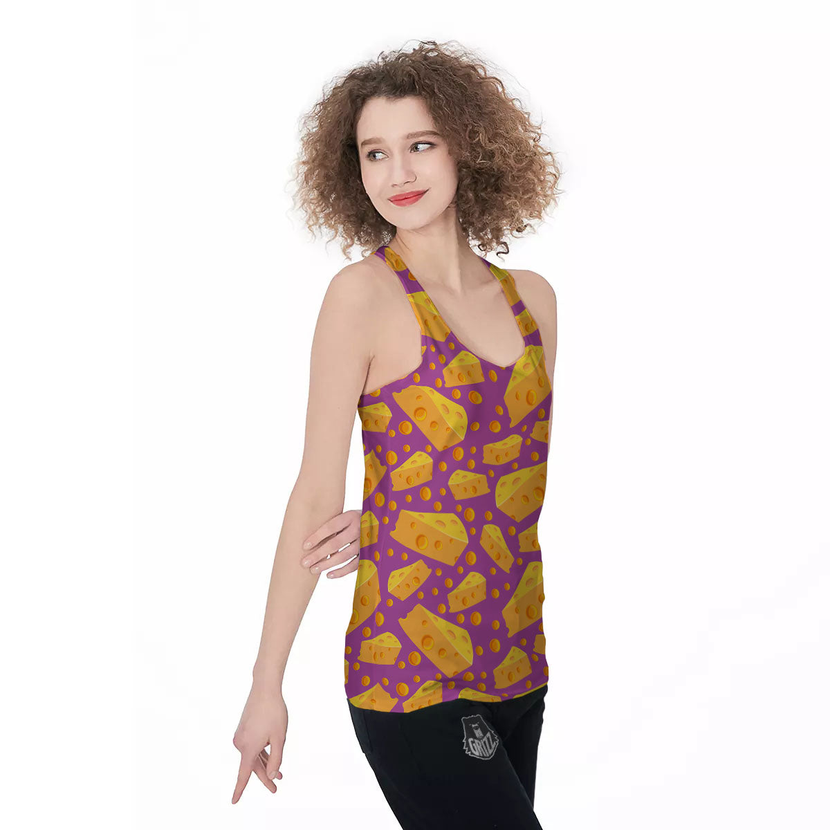 Cheese Holes And Purple Print Pattern Women's Racerback Tank Top-grizzshop
