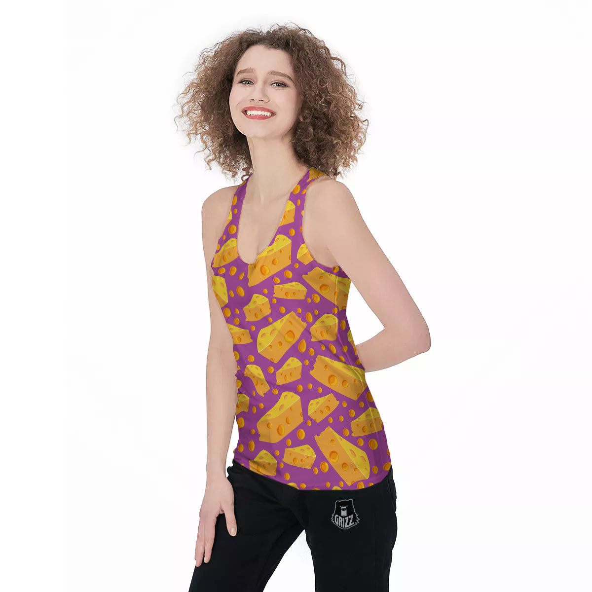 Cheese Holes And Purple Print Pattern Women's Racerback Tank Top-grizzshop