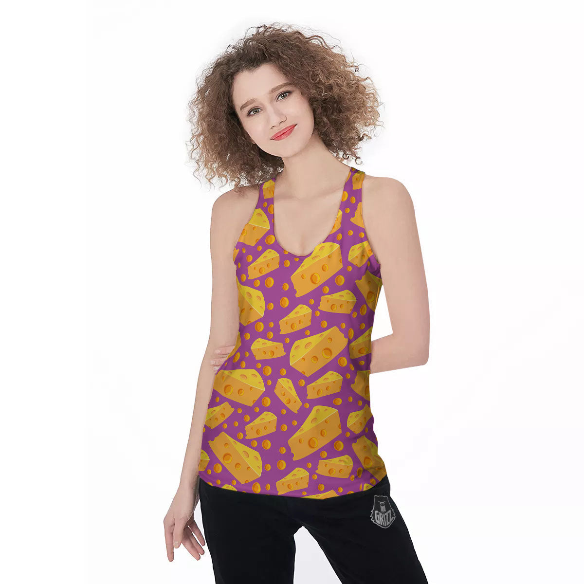 Cheese Holes And Purple Print Pattern Women's Racerback Tank Top-grizzshop