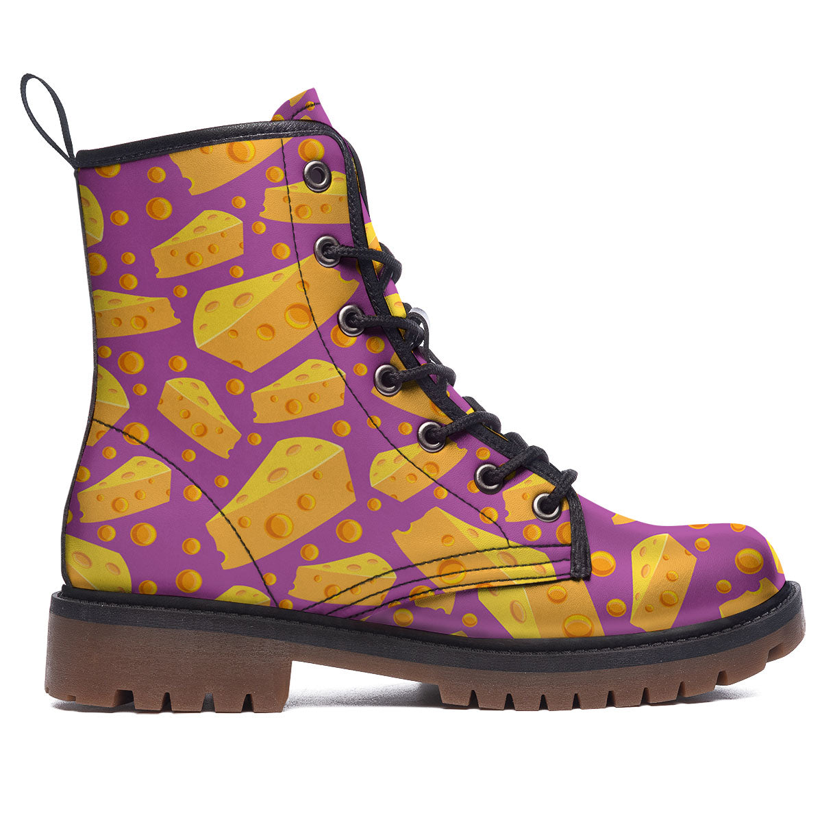 Cheese Holes And Purple Print Pattern Work Boots-grizzshop