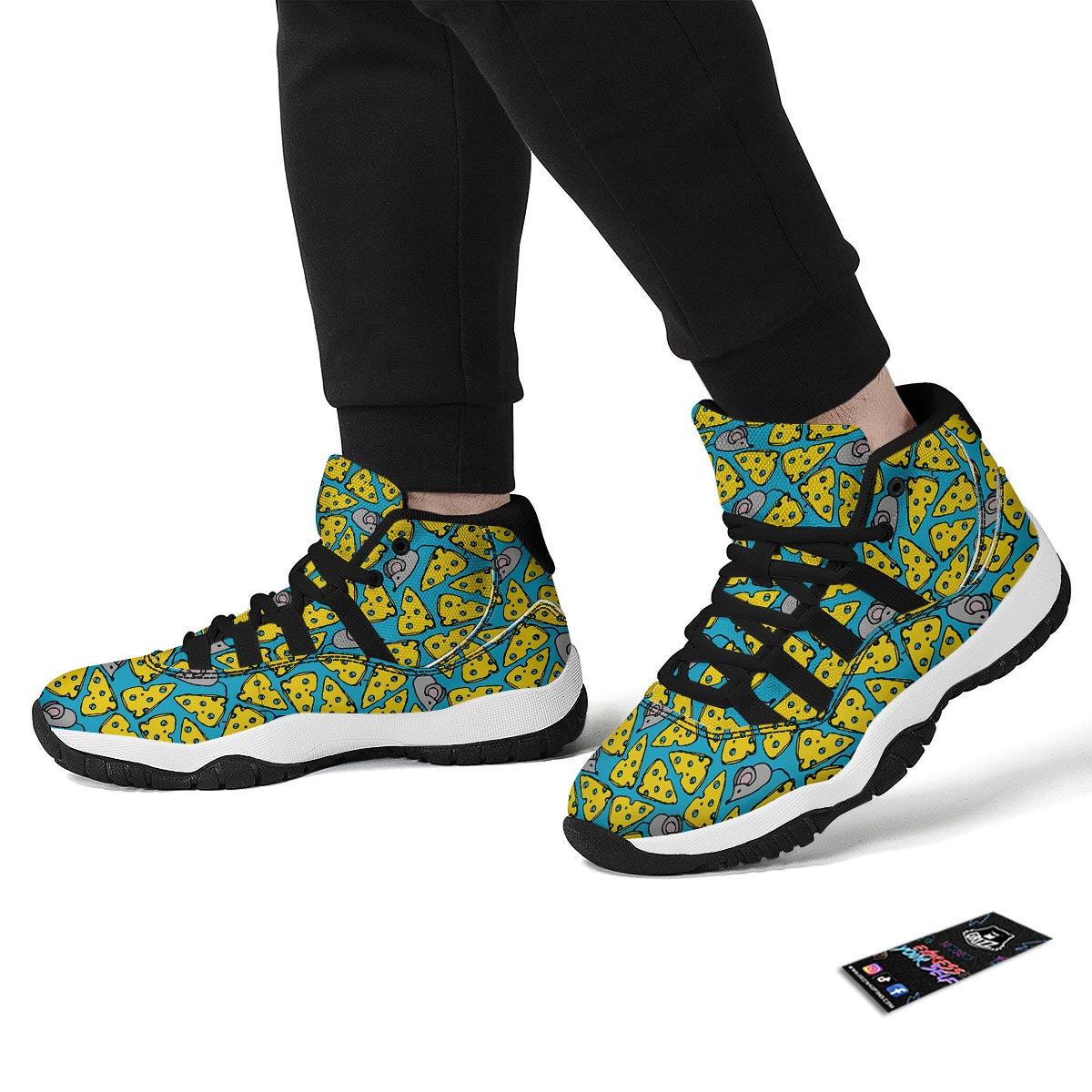 Cheese Mouse Pattern Print Black Bball Shoes-grizzshop