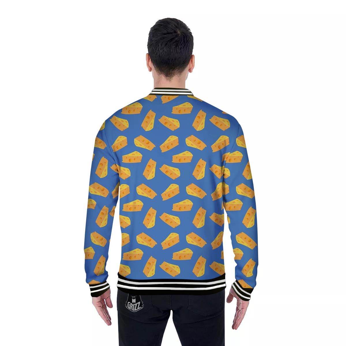 Cheese Slice Print Pattern Baseball Jacket-grizzshop