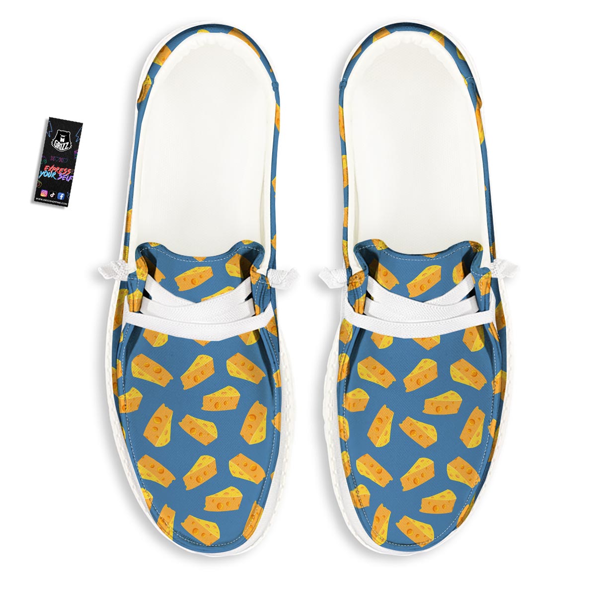 Cheese Slice Print Pattern Black Loafers-grizzshop