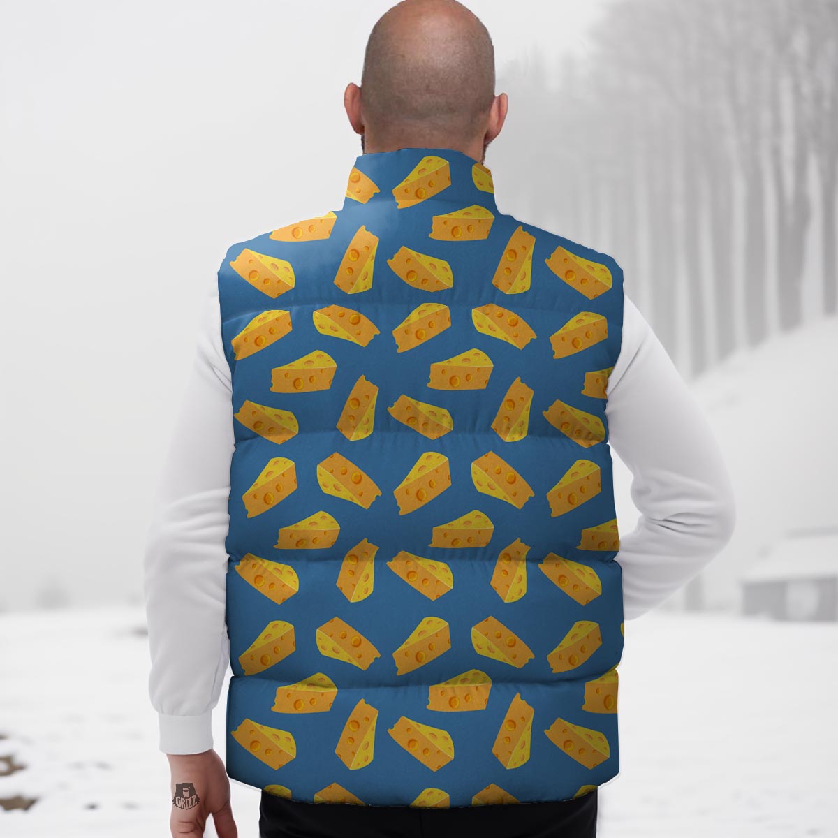 Cheese Slice Print Pattern Down Vest-grizzshop