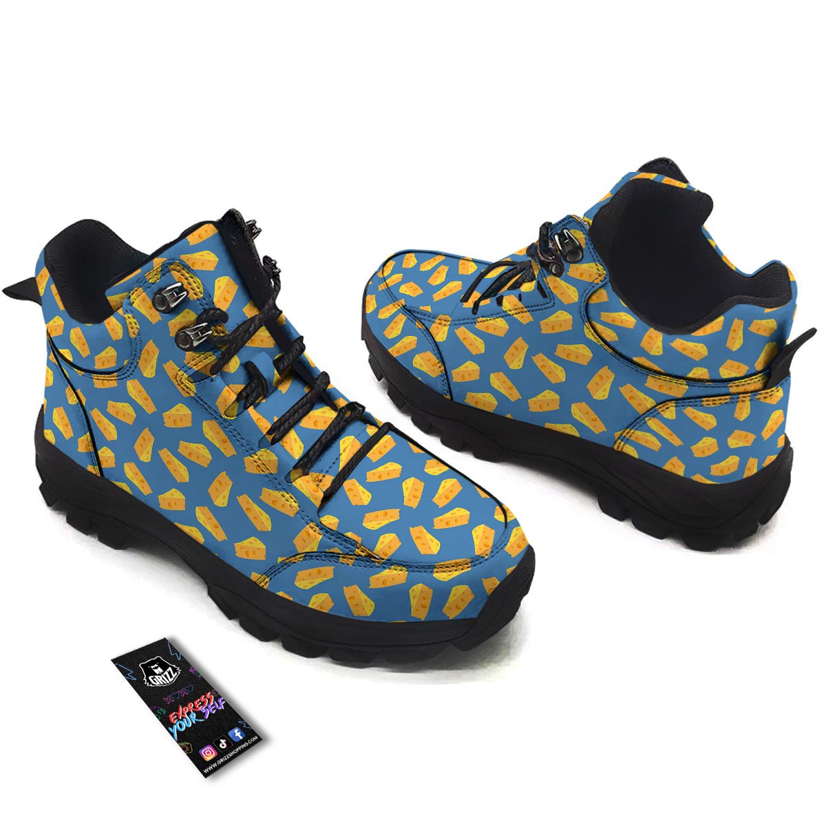 Cheese Slice Print Pattern Hiking Shoes-grizzshop