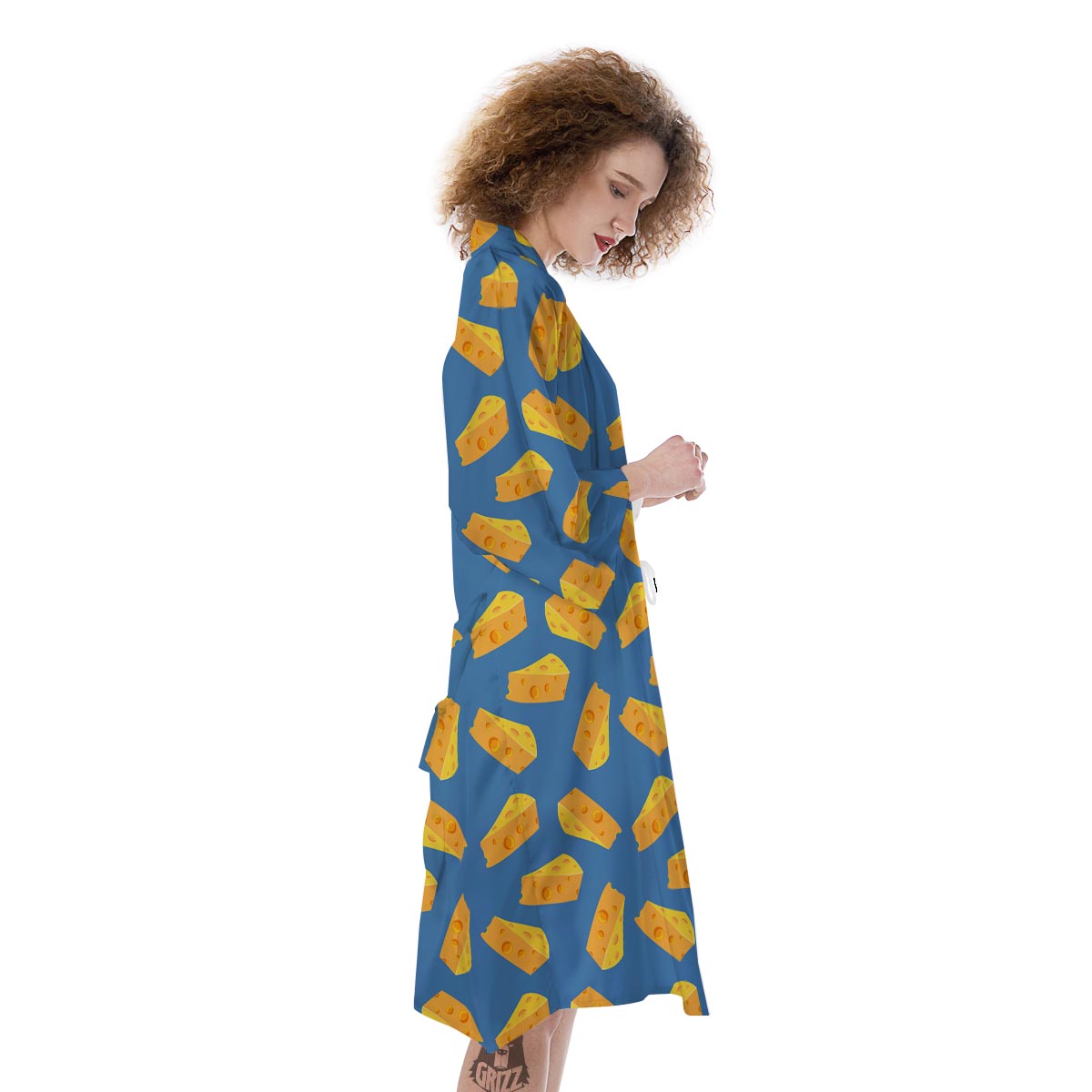 Cheese Slice Print Pattern Kimono-grizzshop
