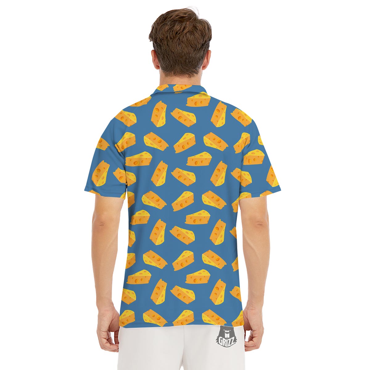 Cheese Slice Print Pattern Men's Golf Shirts-grizzshop