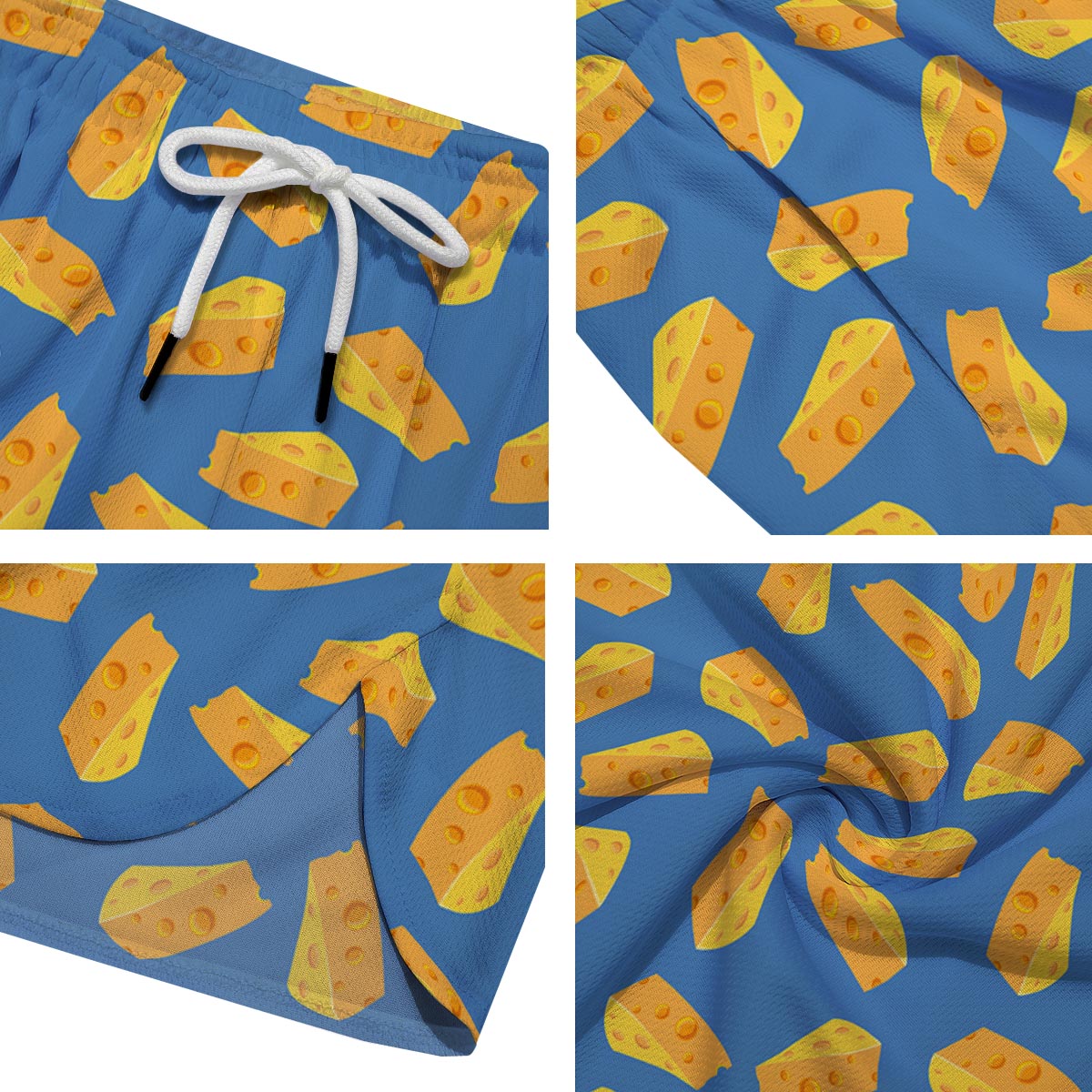 Cheese Slice Print Pattern Men's Running Shorts-grizzshop