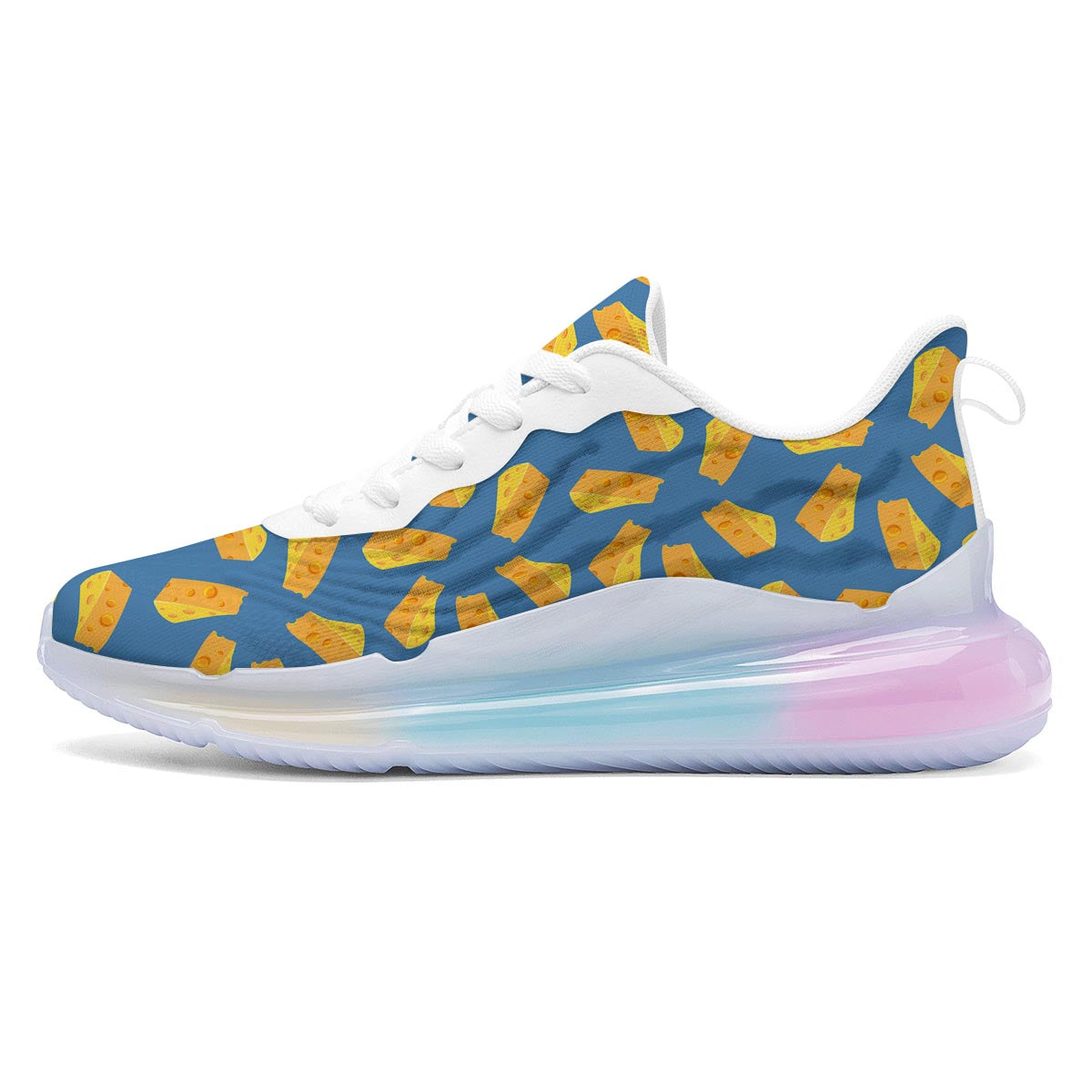 Cheese Slice Print Pattern Running Sneakers-grizzshop