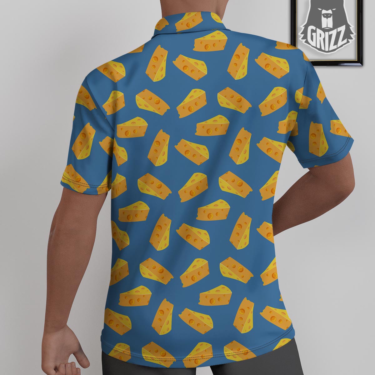 Cheese Slice Print Pattern Untucked Shirts-grizzshop