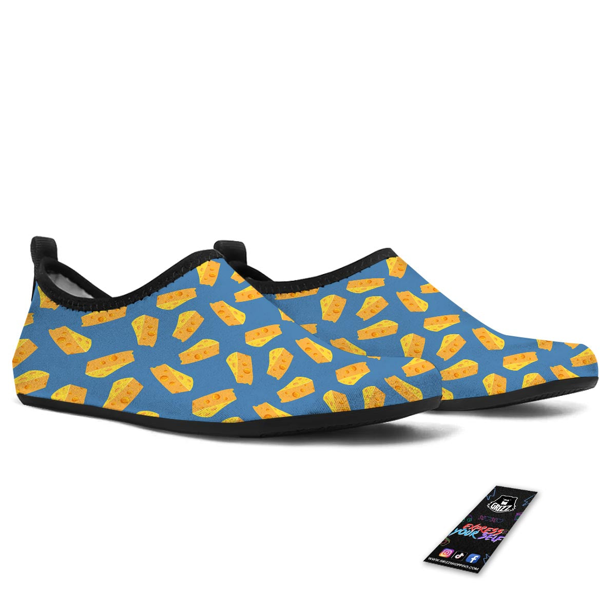 Cheese Slice Print Pattern Water Shoes-grizzshop