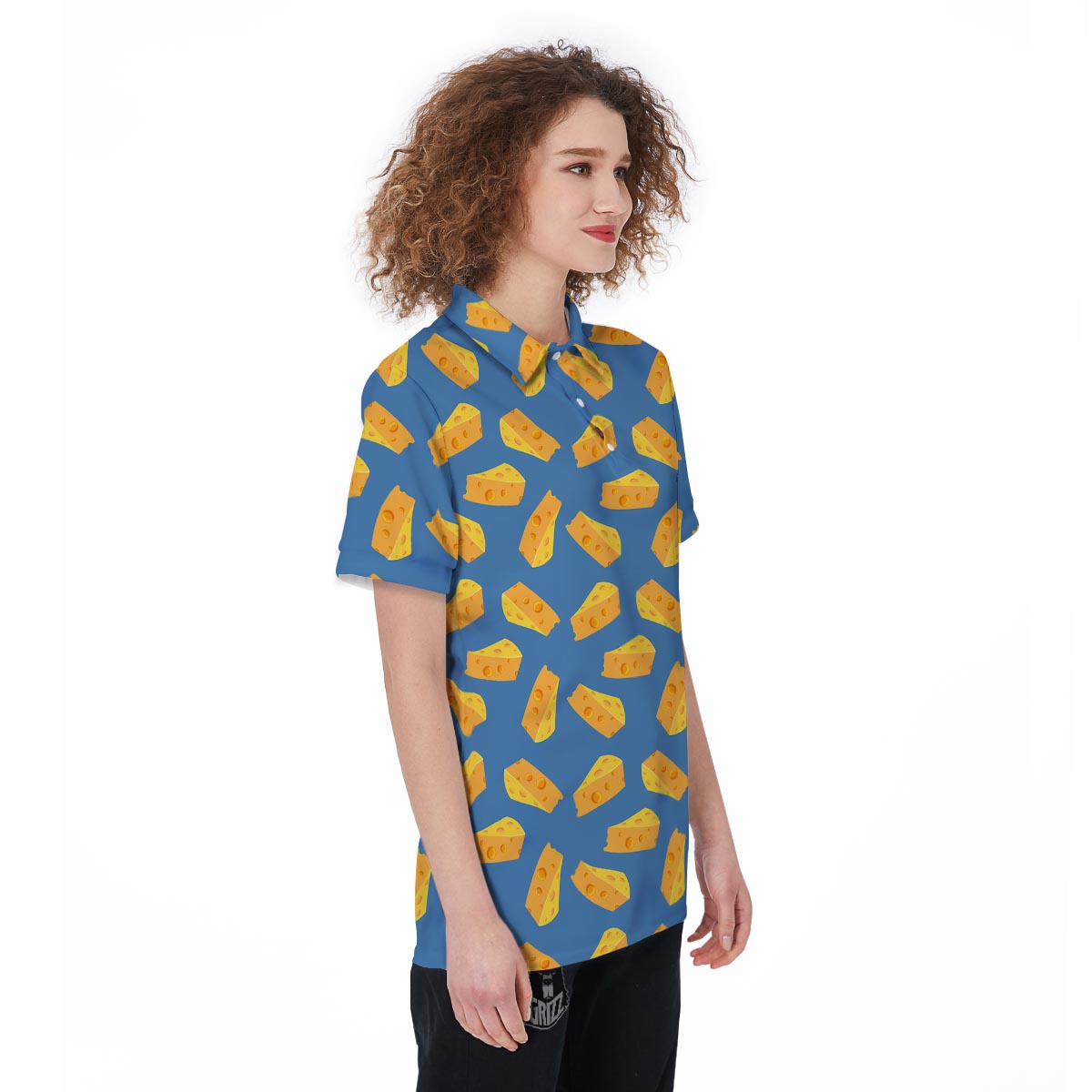 Cheese Slice Print Pattern Women's Golf Shirts-grizzshop