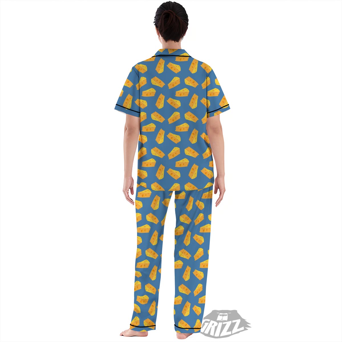 Cheese Slice Print Pattern Women's Pajamas Set-grizzshop