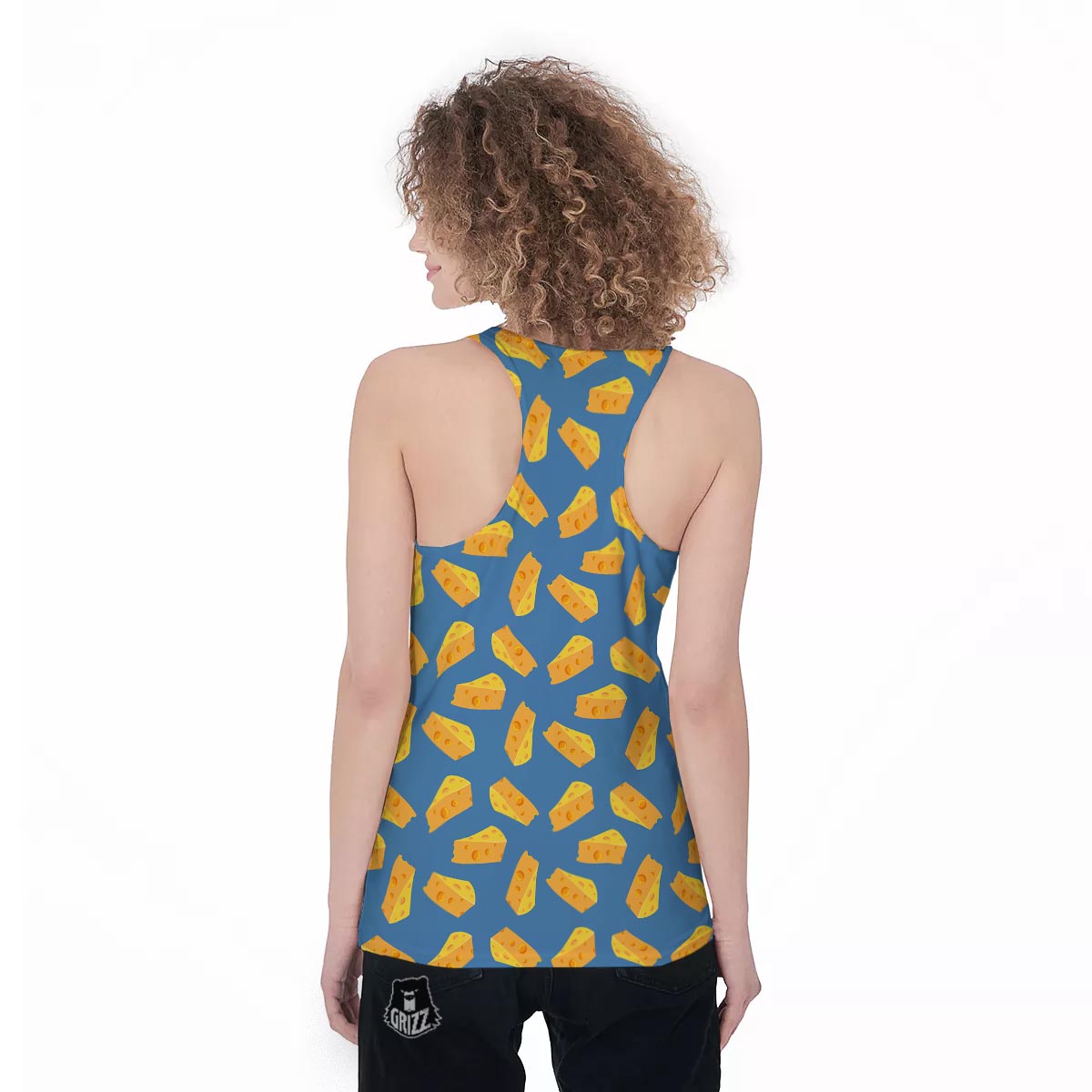 Cheese Slice Print Pattern Women's Racerback Tank Top-grizzshop