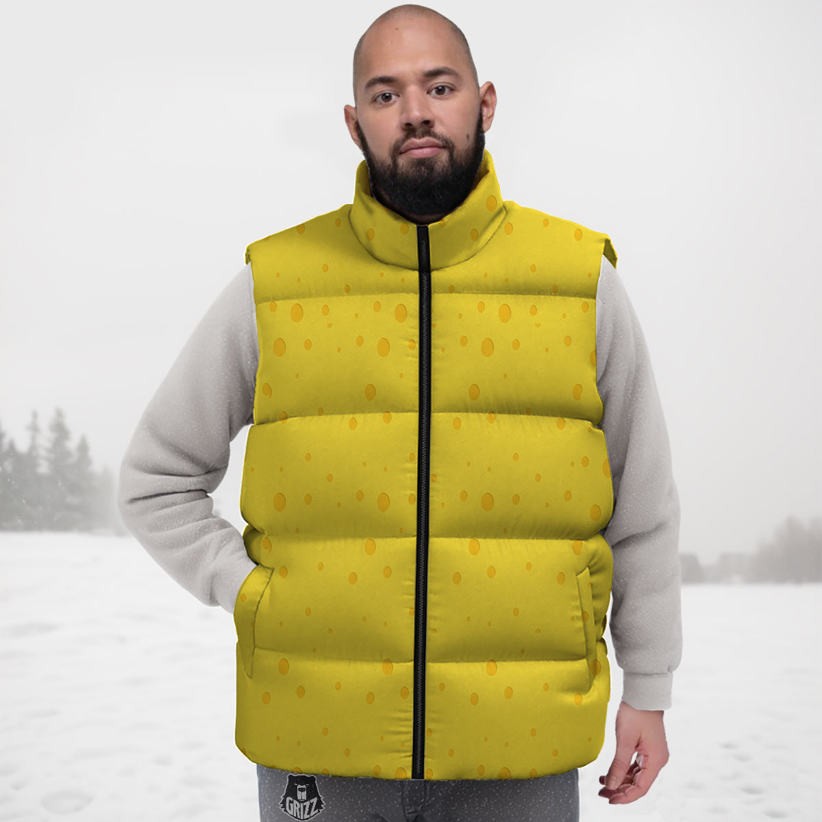 Cheese Yellow Print Pattern Down Vest