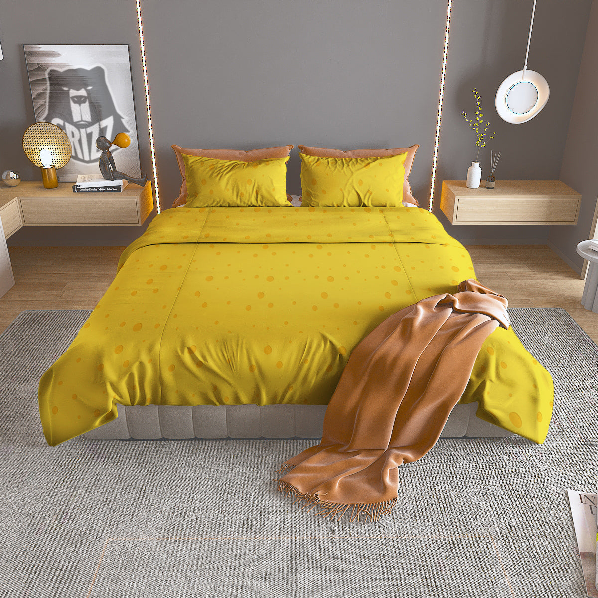 Cheese Yellow Print Pattern Duvet Cover Bedding Set