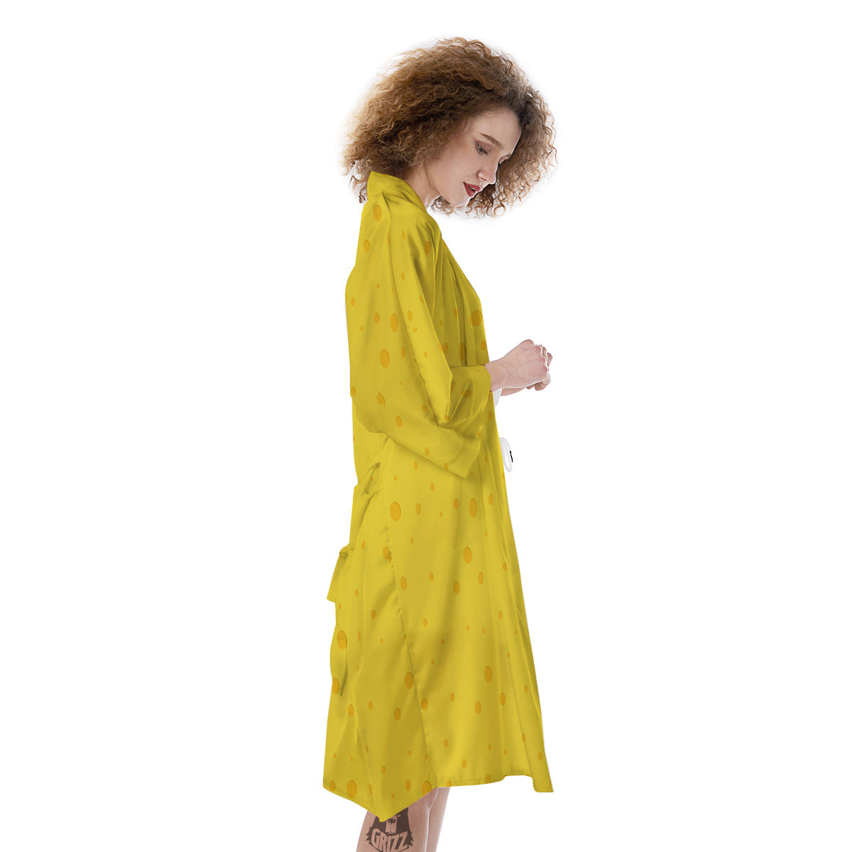 Cheese Yellow Print Pattern Kimono-grizzshop