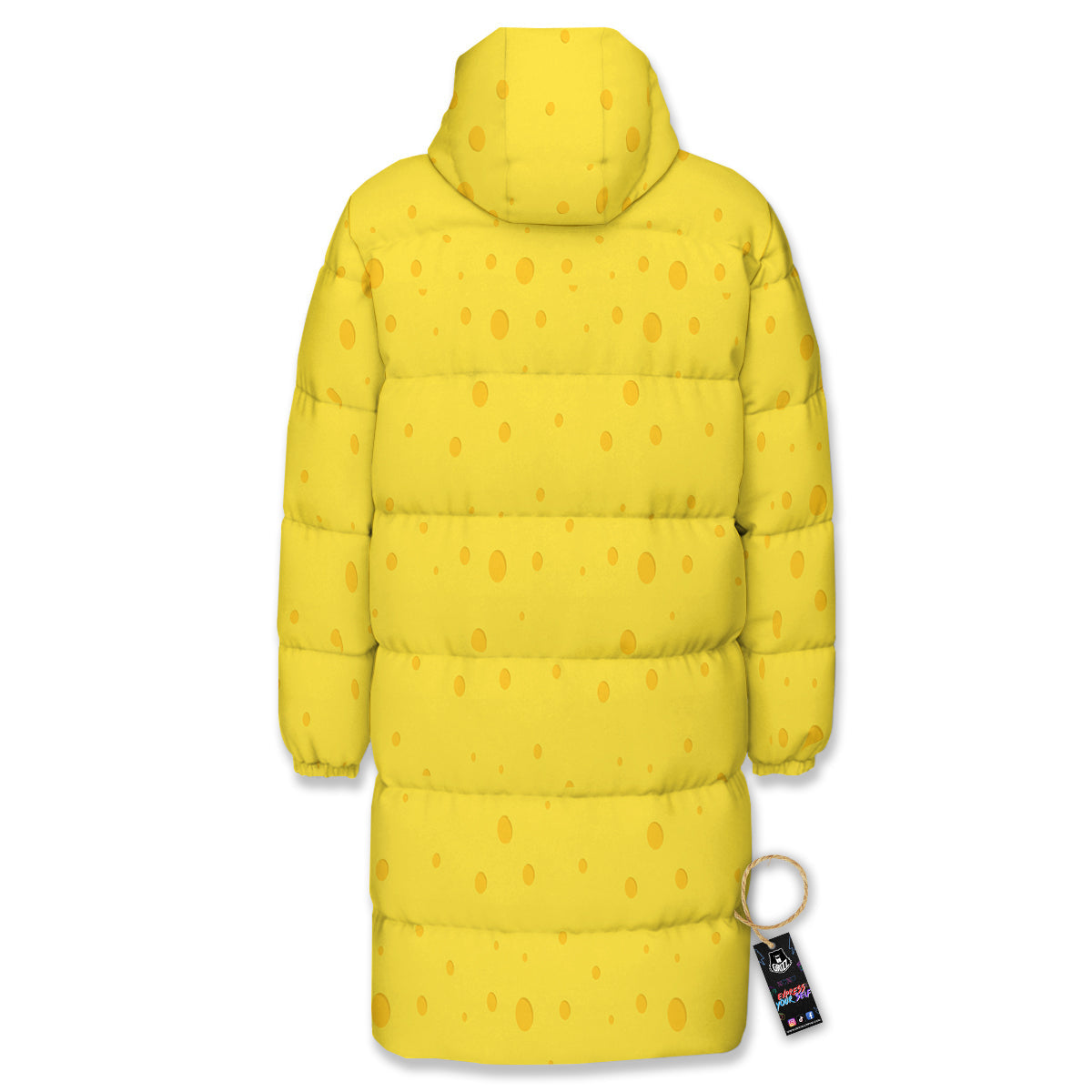 Cheese Yellow Print Pattern Long Down Jacket-grizzshop