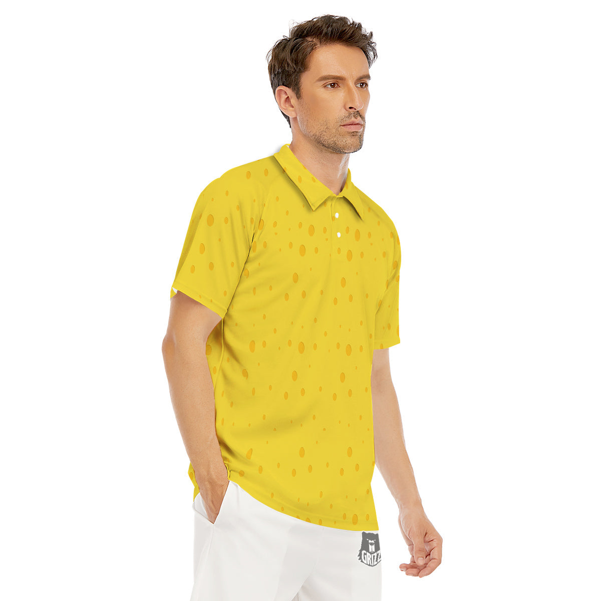 Cheese Yellow Print Pattern Men's Golf Shirts-grizzshop