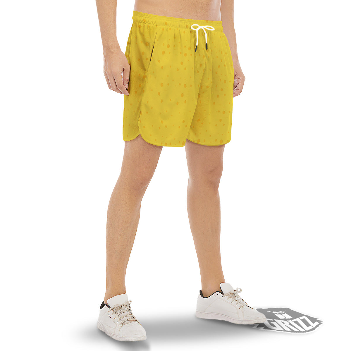 Cheese Yellow Print Pattern Men's Gym Shorts-grizzshop