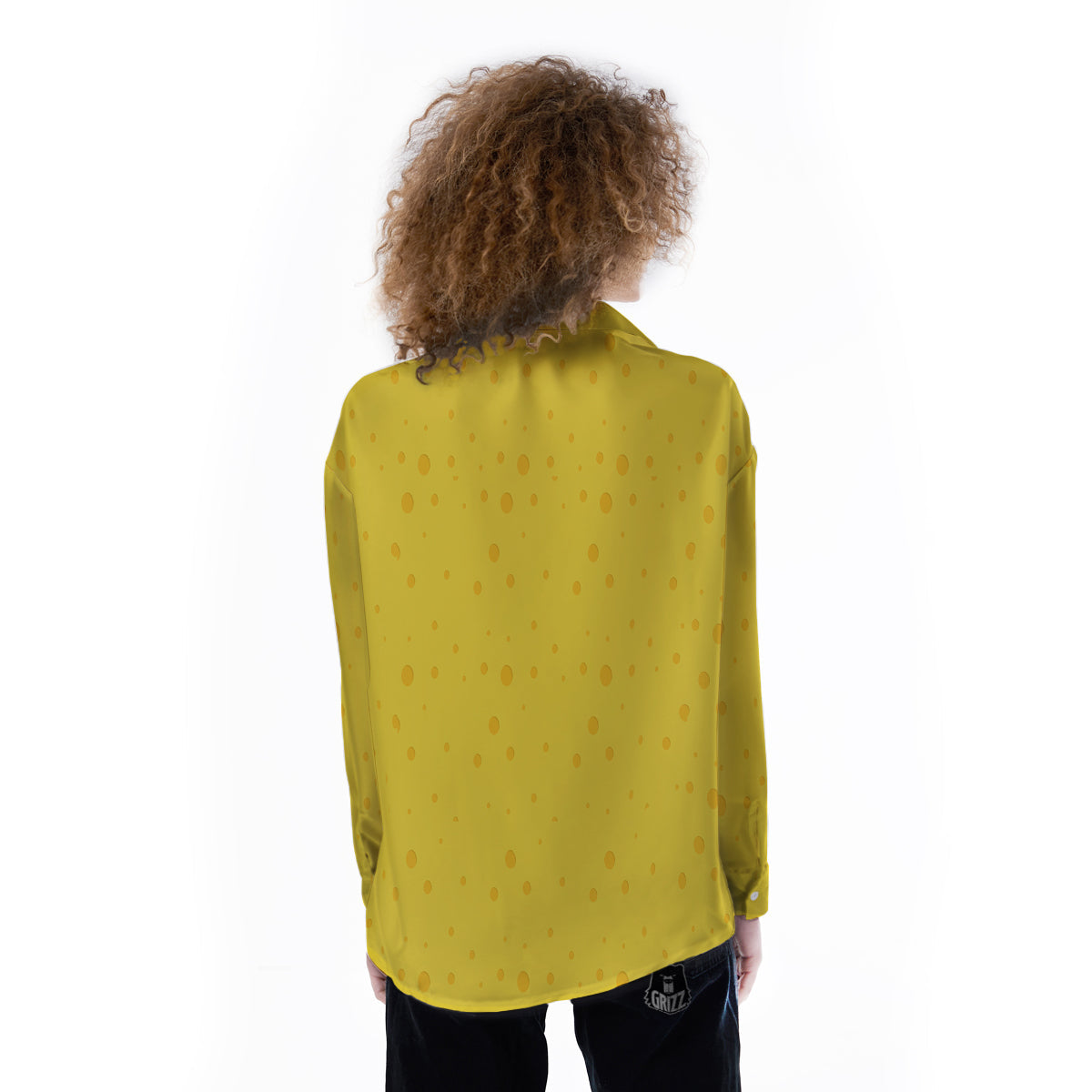Cheese Yellow Print Pattern Women's Long Sleeve Shirts-grizzshop