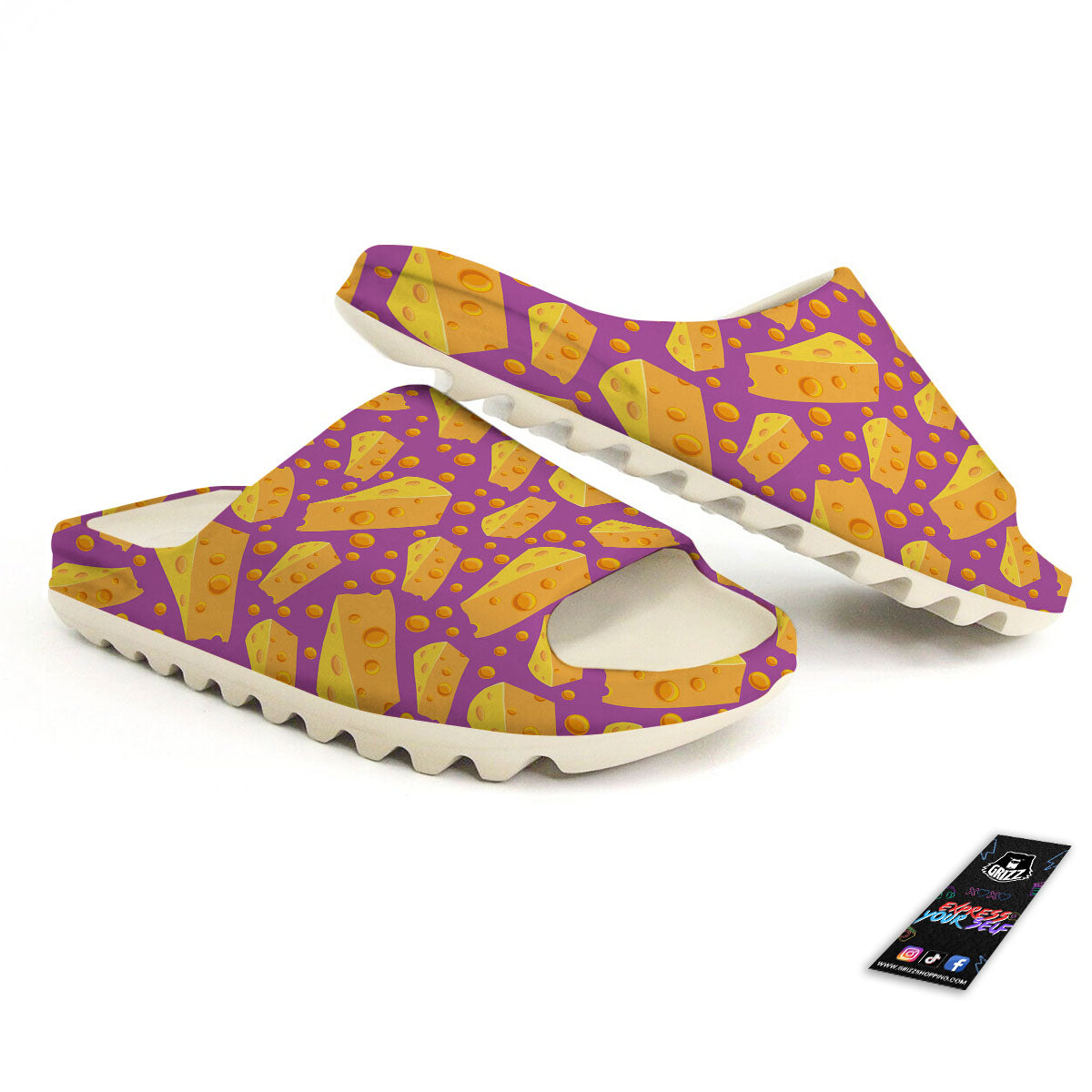 Cheese Holes And Purple Print Pattern Sandals-grizzshop