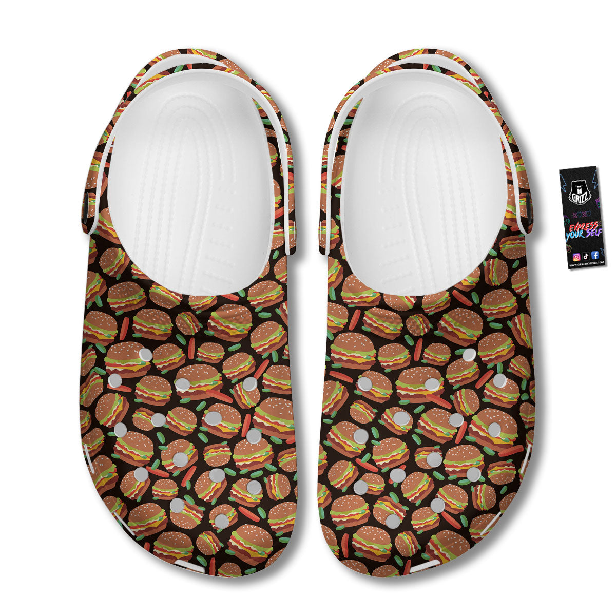 Cheeseburger Print Pattern Clog-grizzshop