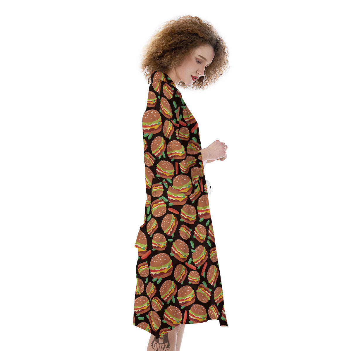 Cheeseburger Print Pattern Kimono-grizzshop