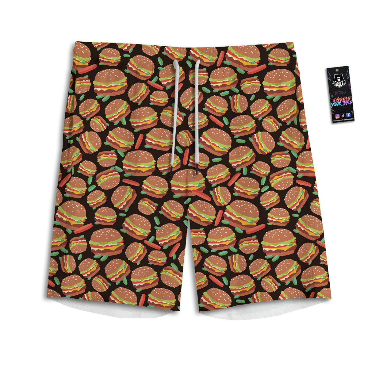 Cheeseburger Print Pattern Men's Athletic Shorts