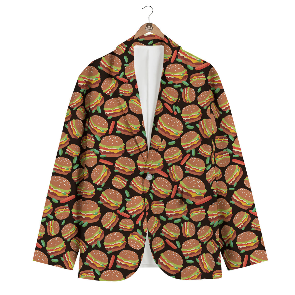Cheeseburger Print Pattern Men's Blazer-grizzshop