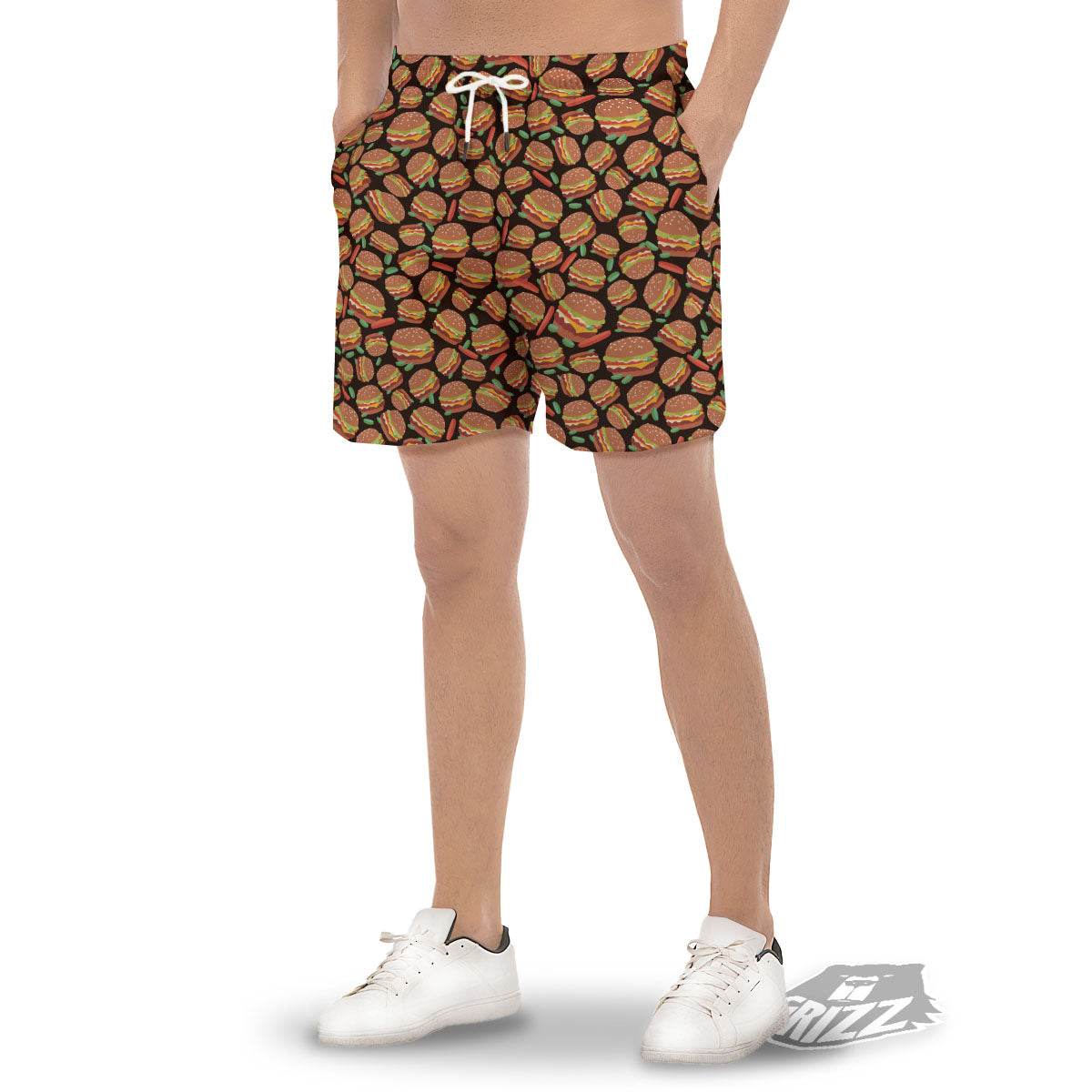 Cheeseburger Print Pattern Men's Gym Shorts-grizzshop