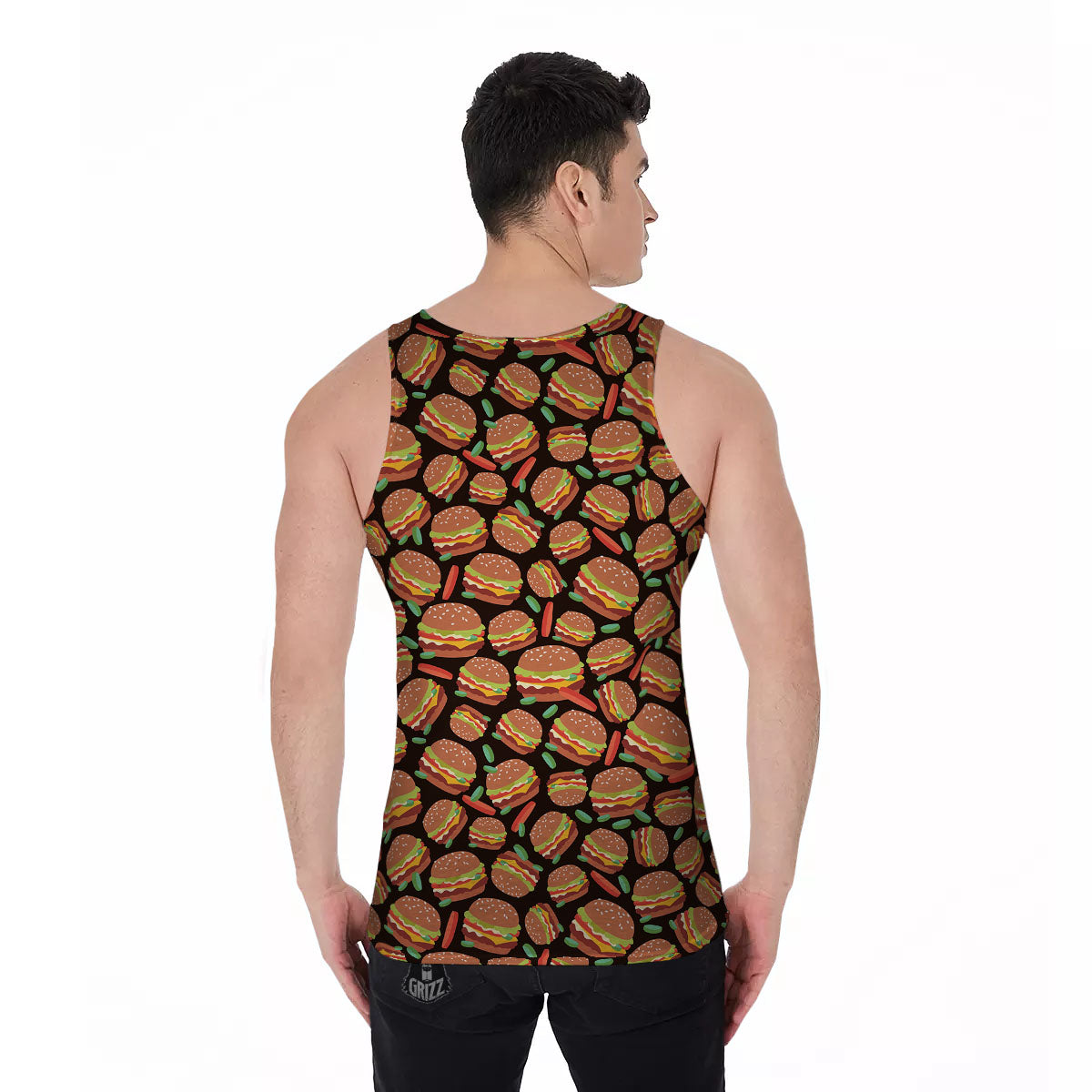 Cheeseburger Print Pattern Men's Tank Top-grizzshop