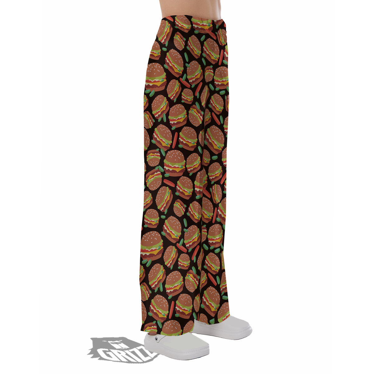 Cheeseburger Print Pattern Pajama Pants-grizzshop