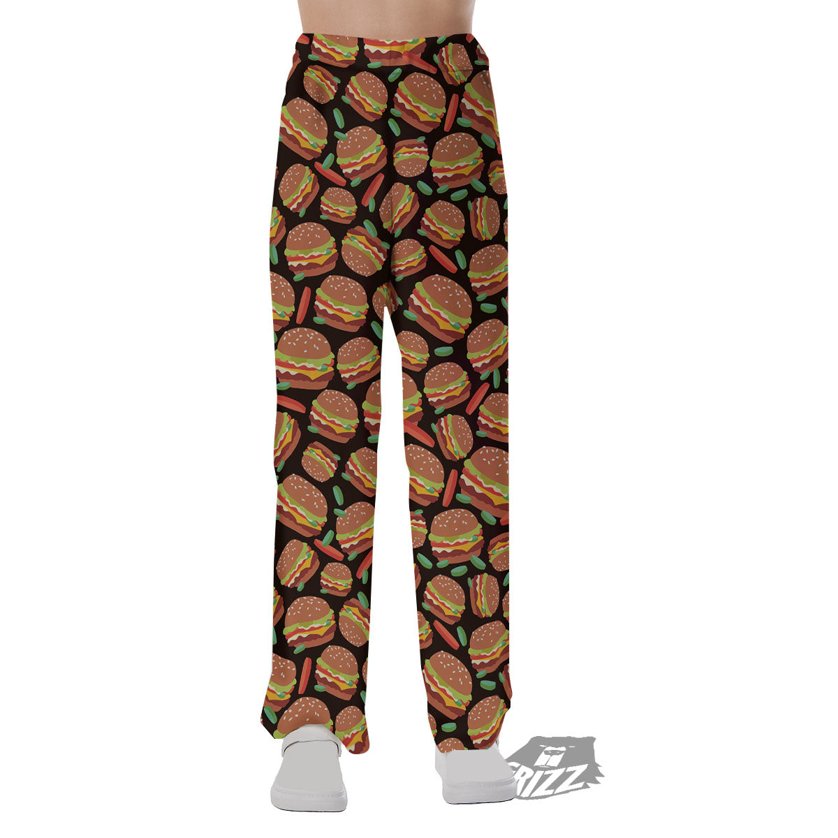 Cheeseburger Print Pattern Pajama Pants-grizzshop