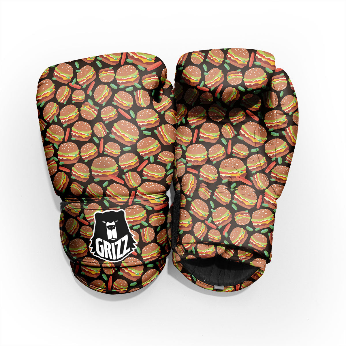 Cheeseburger Print Pattern Sparring Gloves-grizzshop