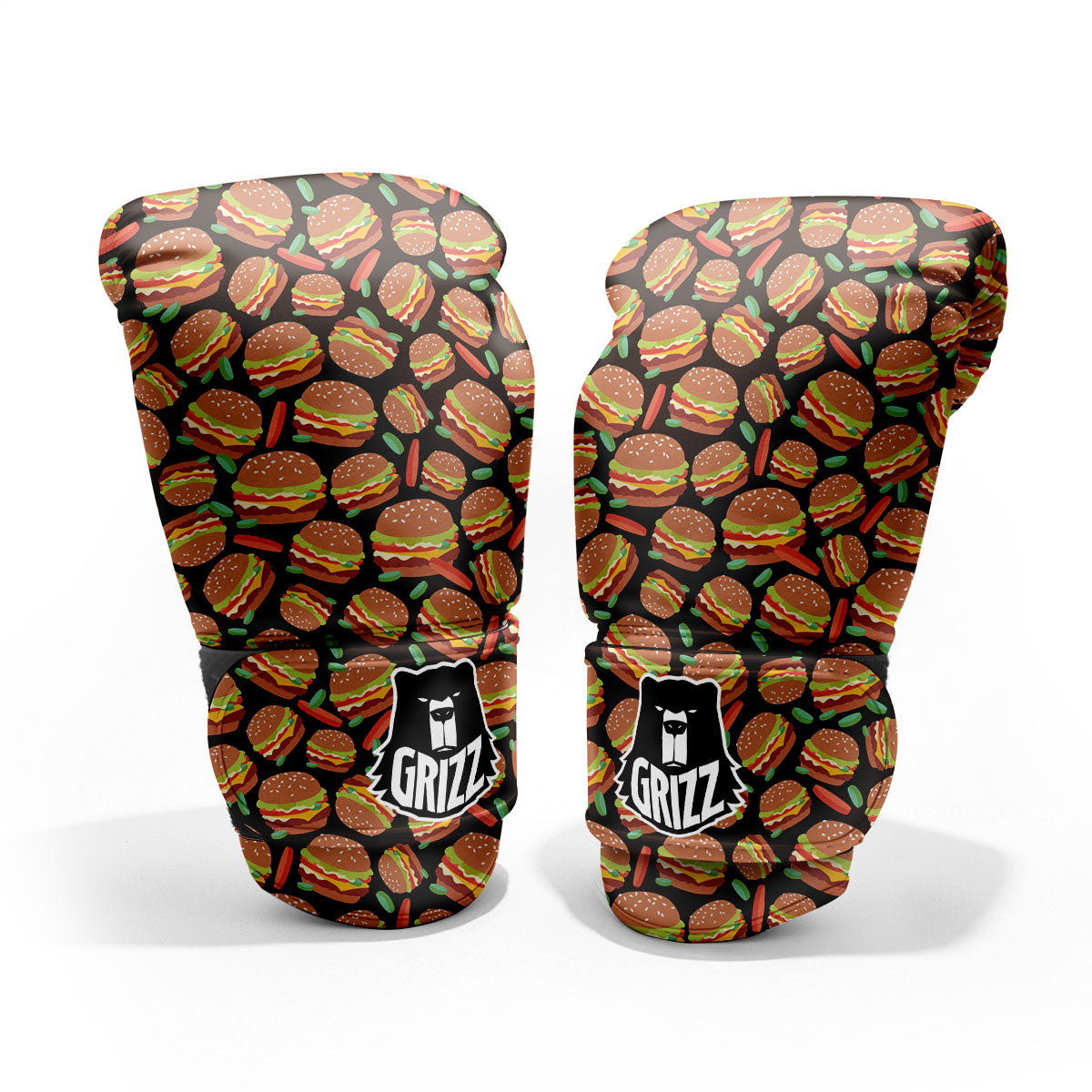 Cheeseburger Print Pattern Sparring Gloves-grizzshop