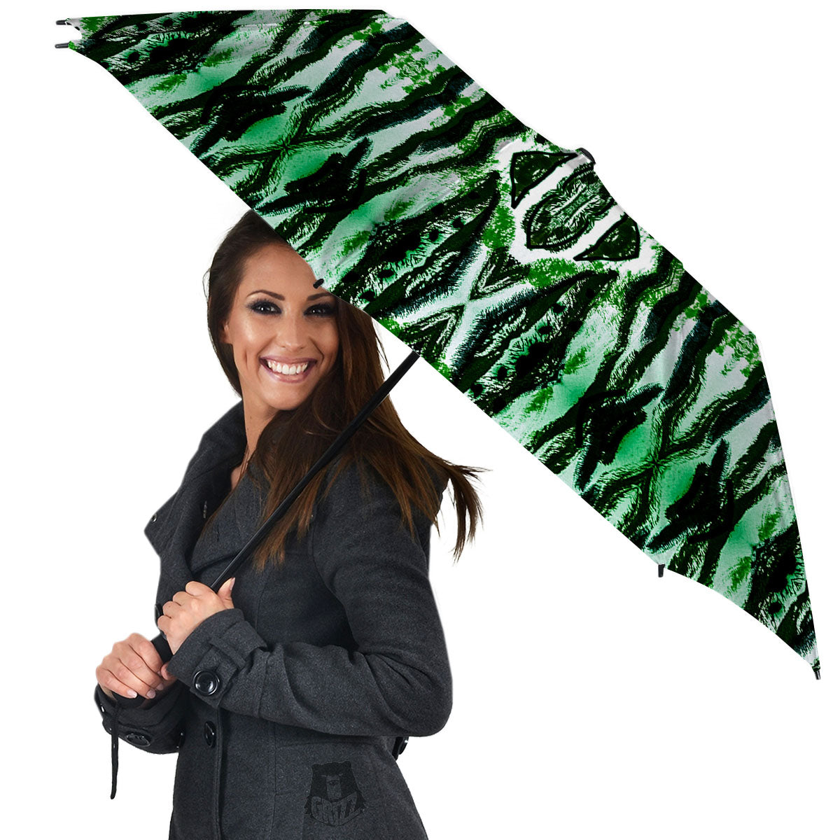 Cheetah Black And Green Print Umbrella-grizzshop
