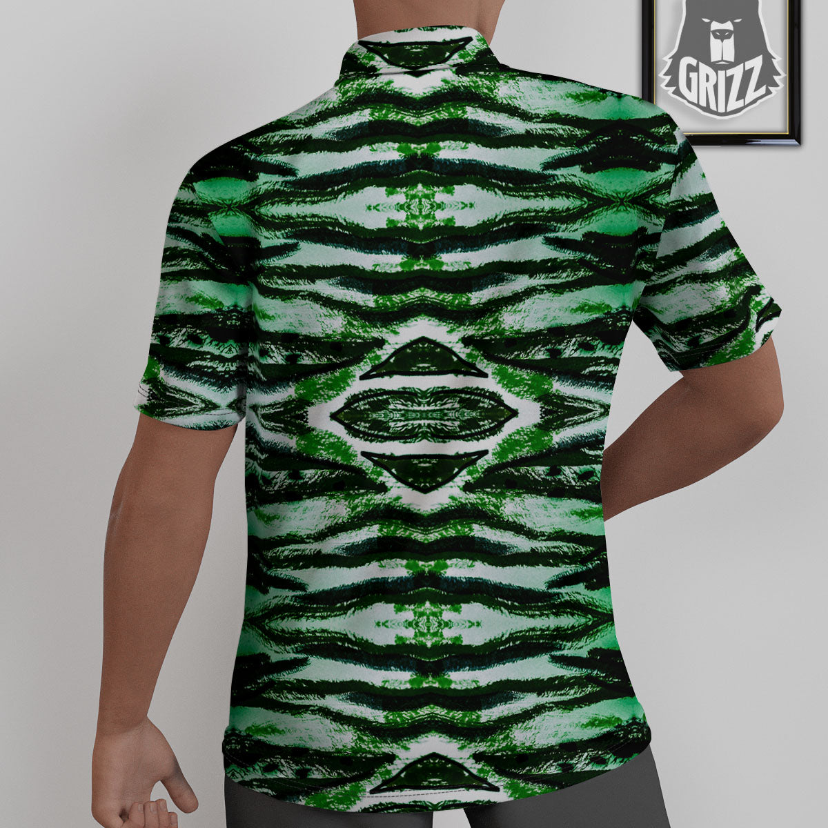 Cheetah Black And Green Print Untucked Shirts-grizzshop