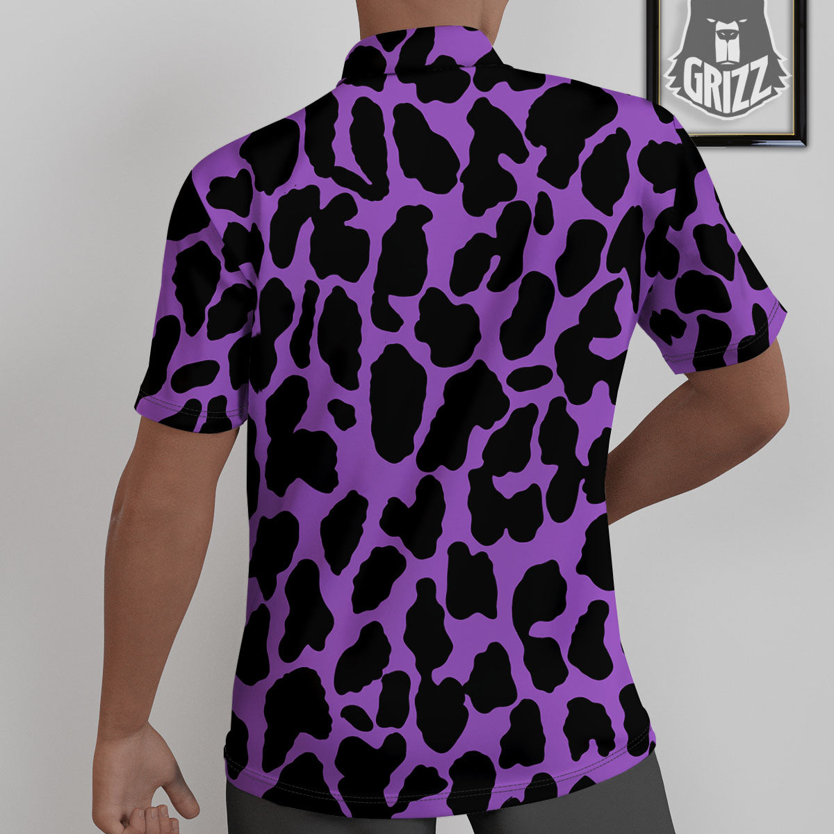 Cheetah Black And Purple Print Untucked Shirts-grizzshop