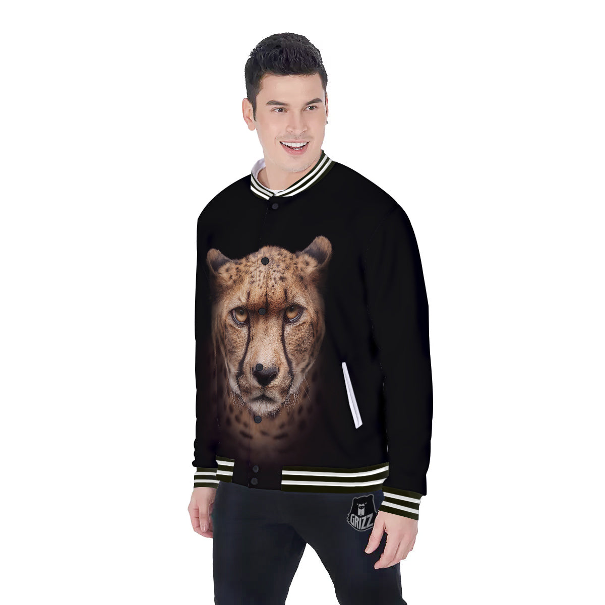 Cheetah Print Baseball Jacket-grizzshop