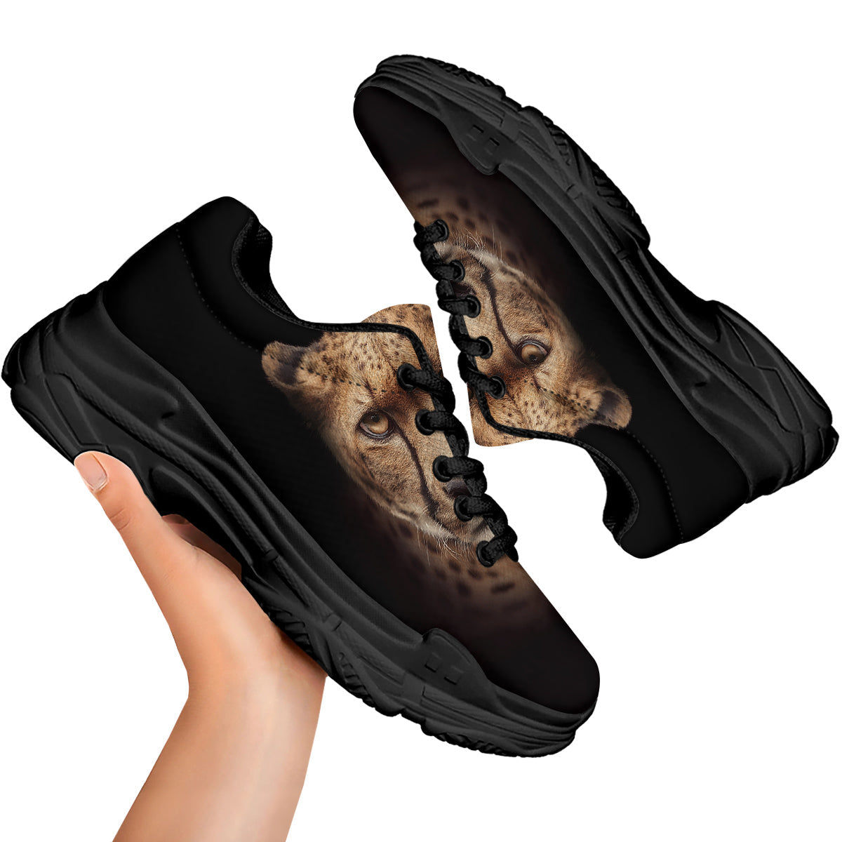 Cheetah Print Black Chunky Shoes-grizzshop