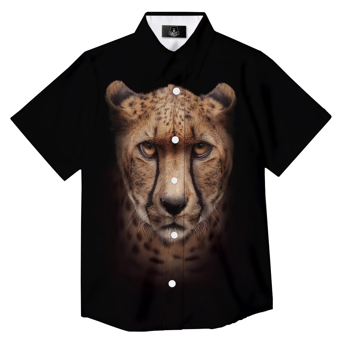 Cheetah Print Button Up Shirt-grizzshop
