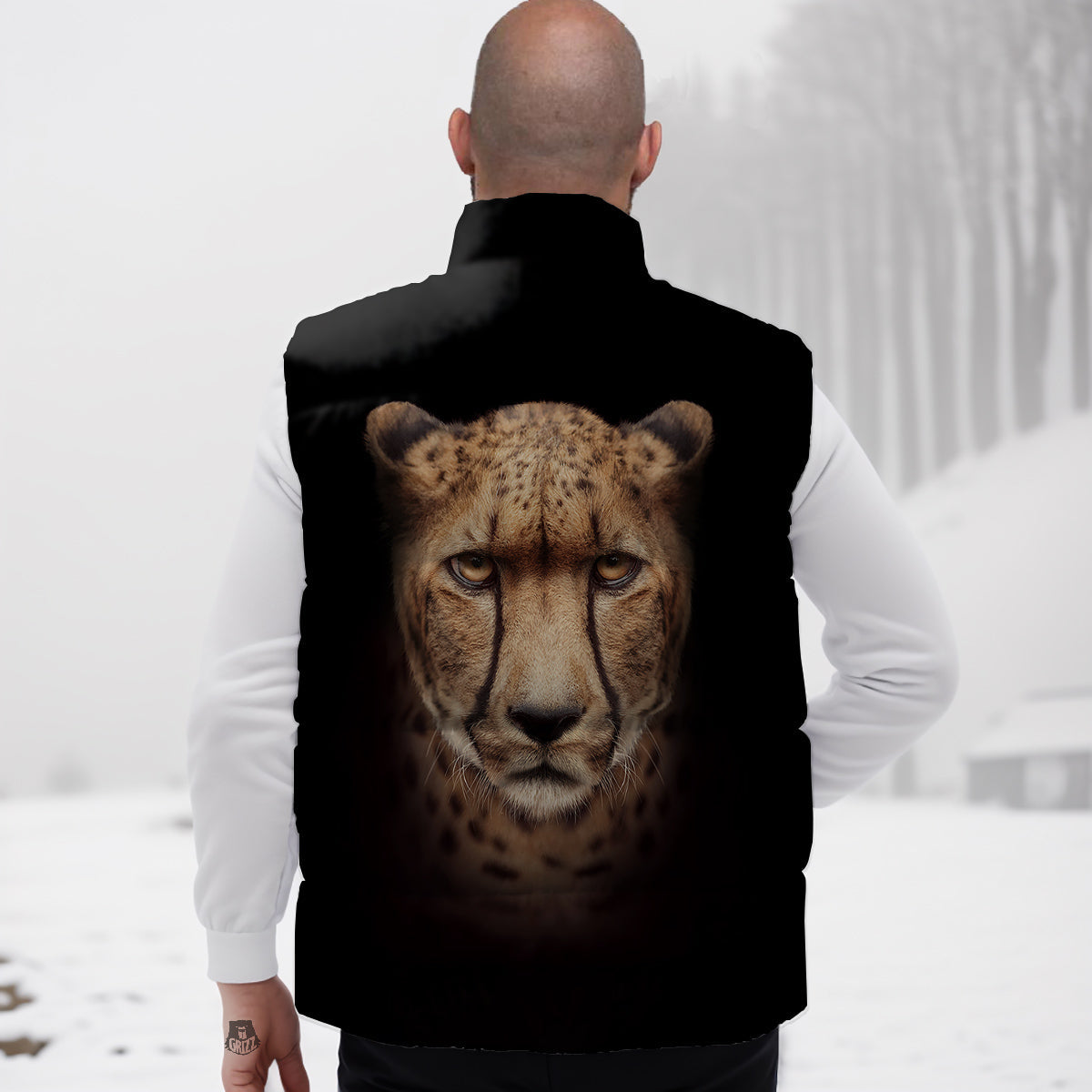 Cheetah Print Down Vest-grizzshop