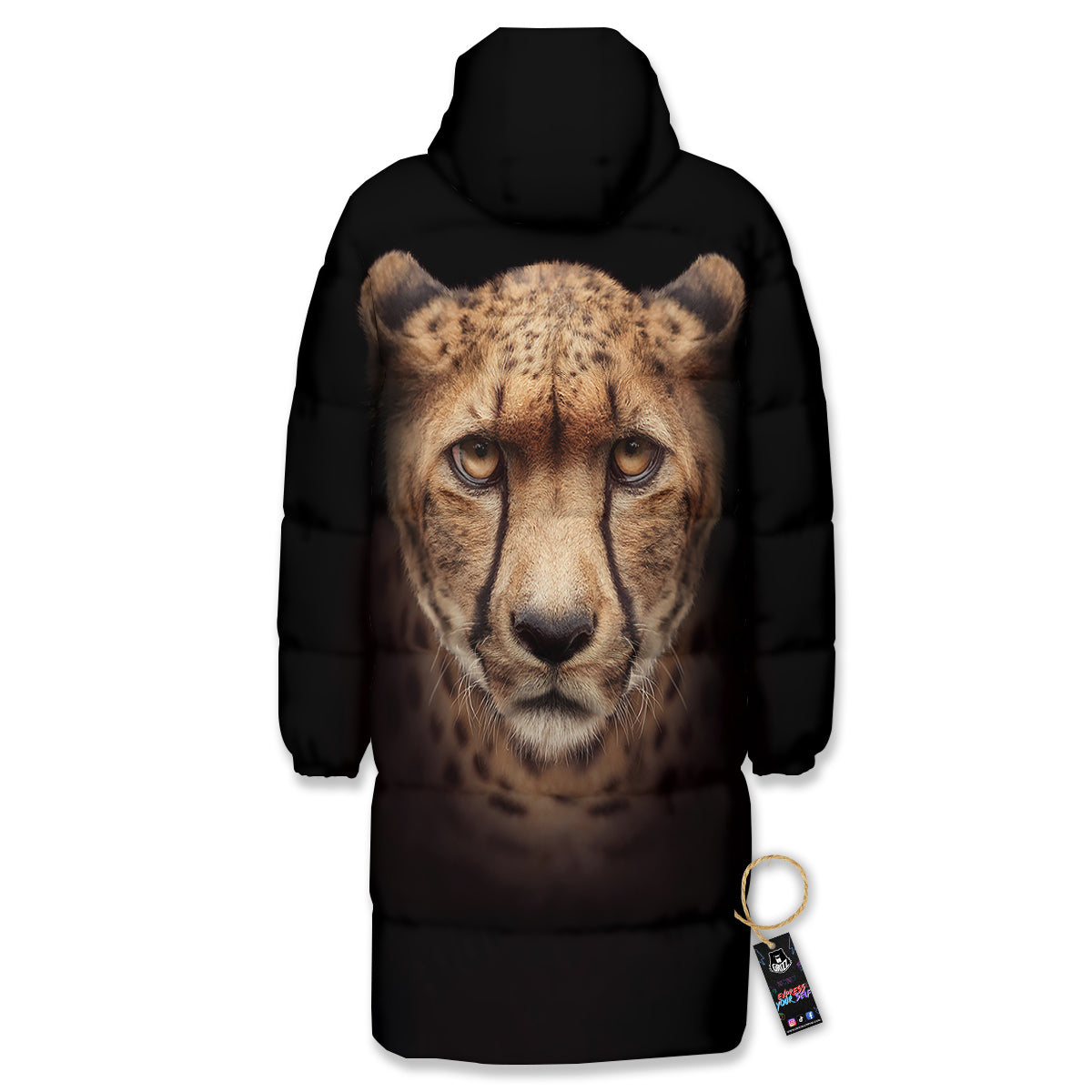 Cheetah Print Long Down Jacket-grizzshop