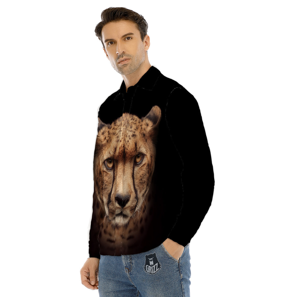Cheetah Print Men's Dress Shirts-grizzshop